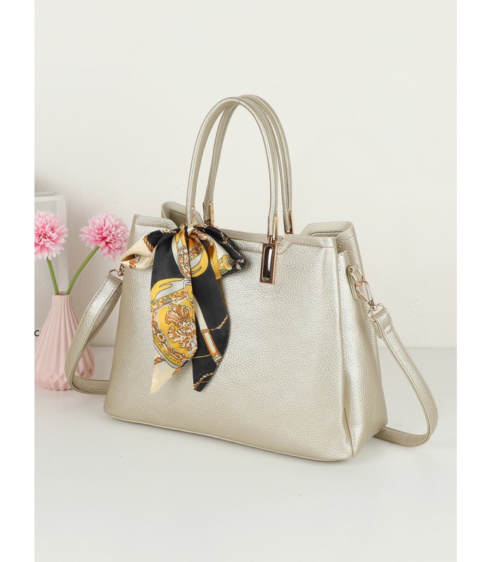 T11941-Bolso Tote Estructurado con Pañuelo de Gala