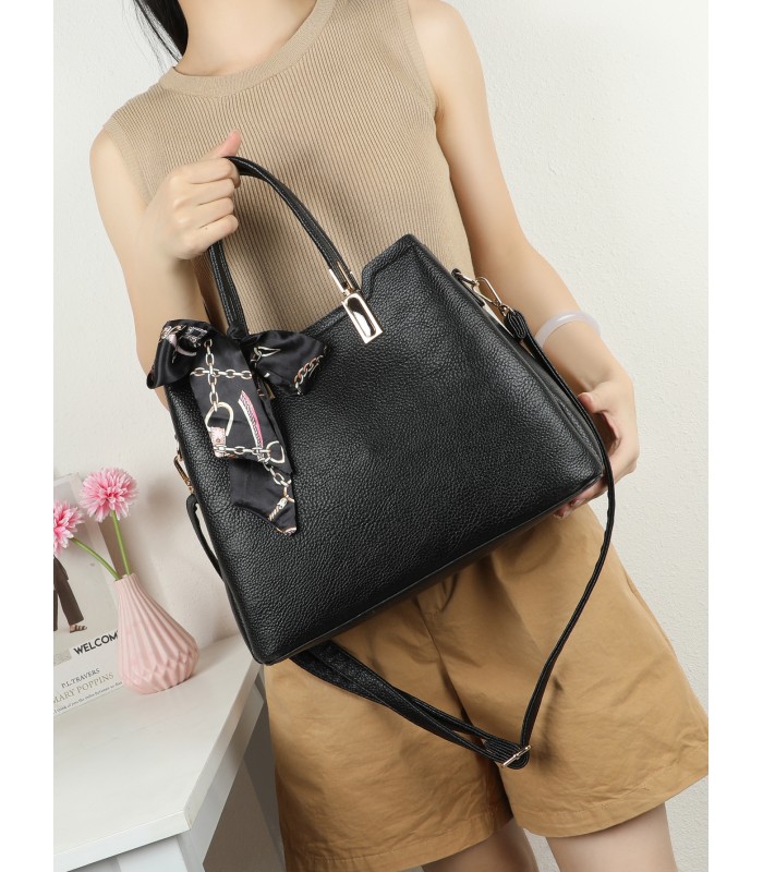 T11941-Bolso Tote Estructurado con Pañuelo de Gala