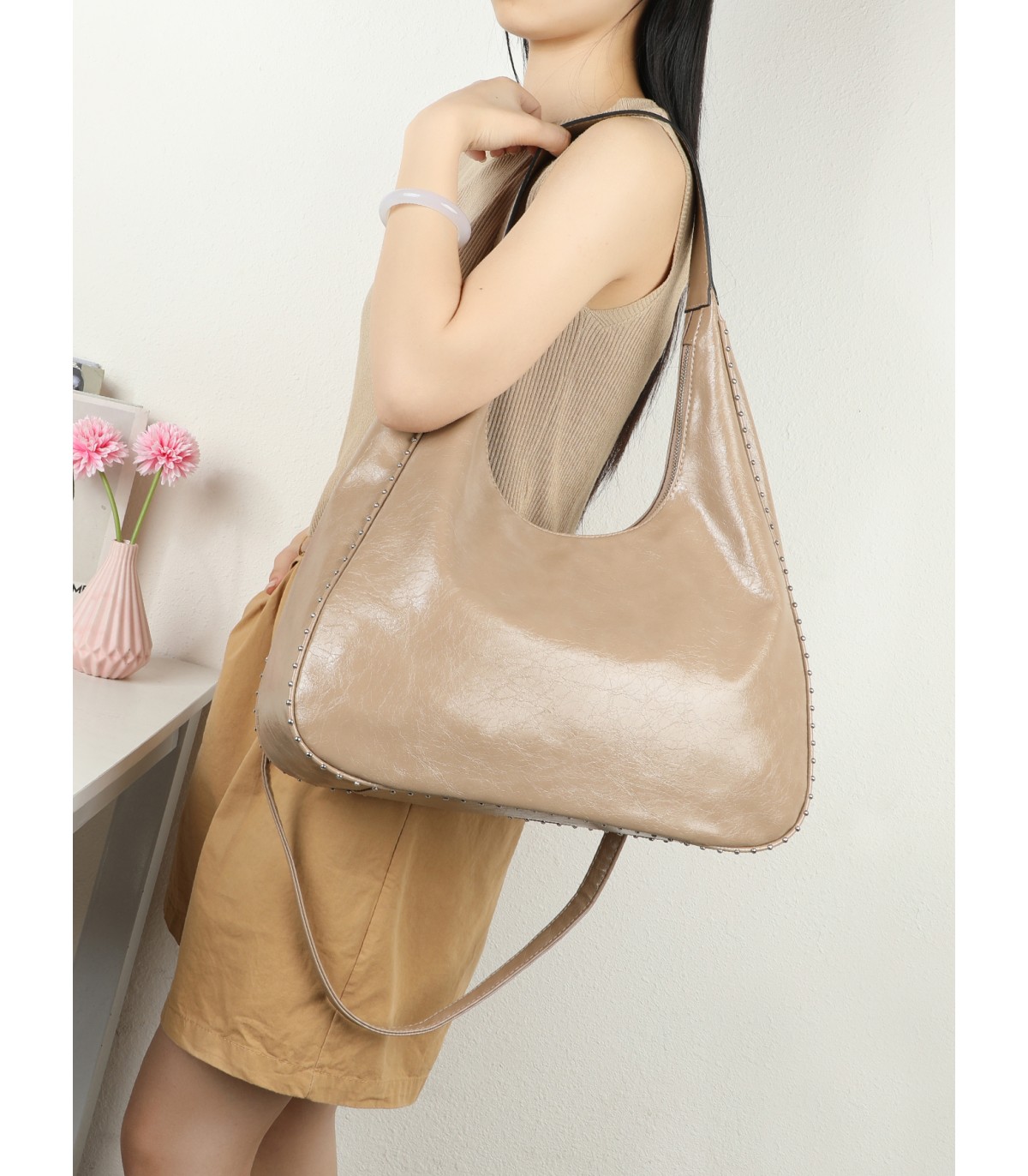 T11961-Bolso Hobo de Hombro Estilo "Luna