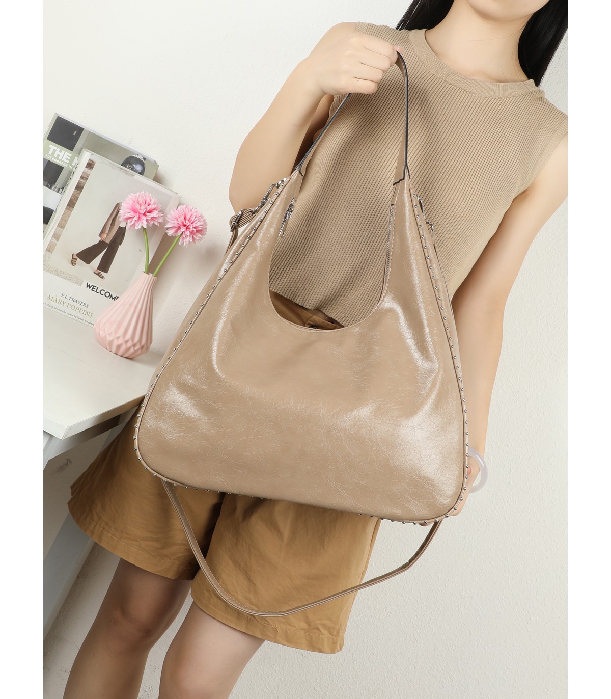 T11961-Bolso Hobo de Hombro Estilo "Luna