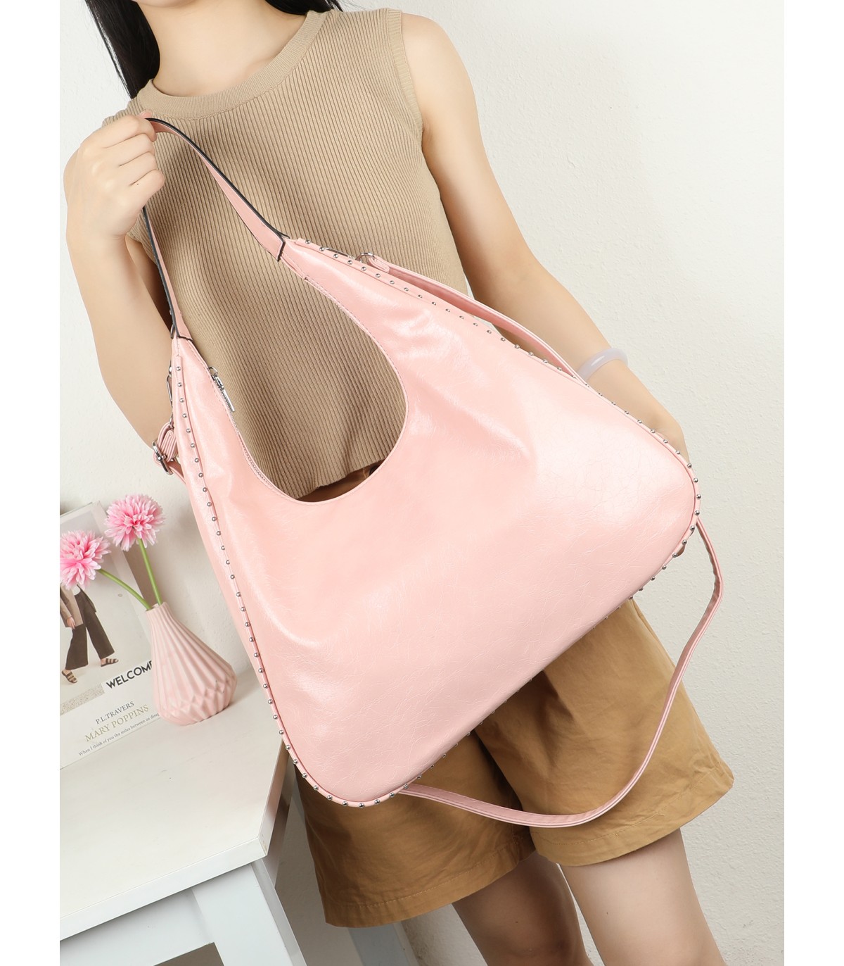 T11961-Bolso Hobo de Hombro Estilo "Luna