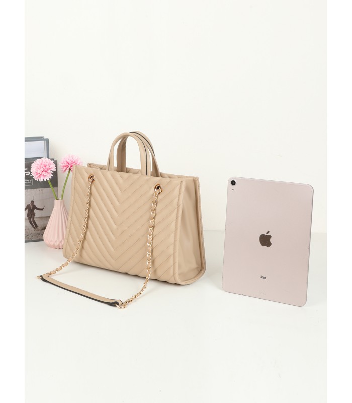 T11955-Bolso Tote Acolchado con Cadena de Lujo
