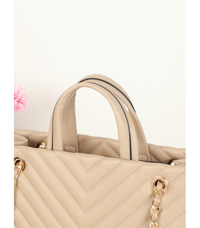 T11955-Bolso Tote Acolchado con Cadena de Lujo