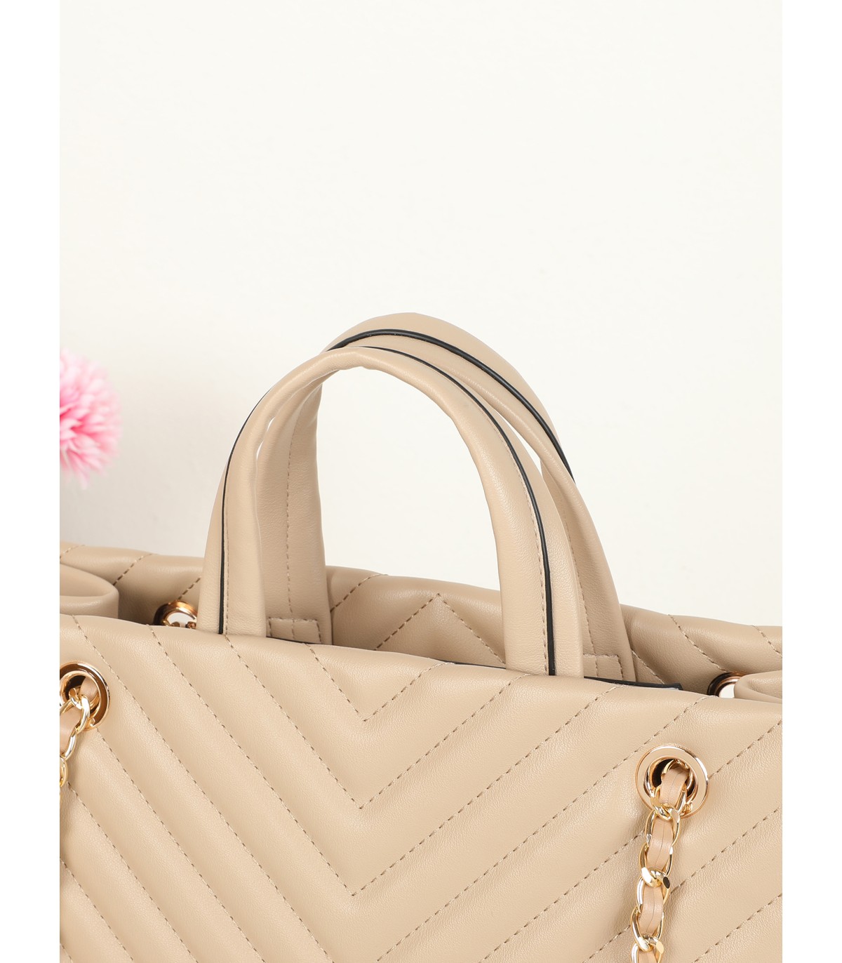 T11955-Bolso Tote Acolchado con Cadena de Lujo