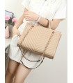 T11955-Bolso Tote Acolchado con Cadena de Lujo