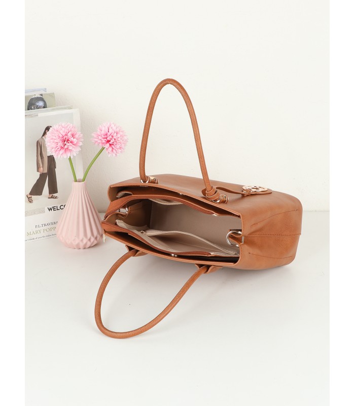 T11954-Bolso Tote Minimalista con Colgante de Logo