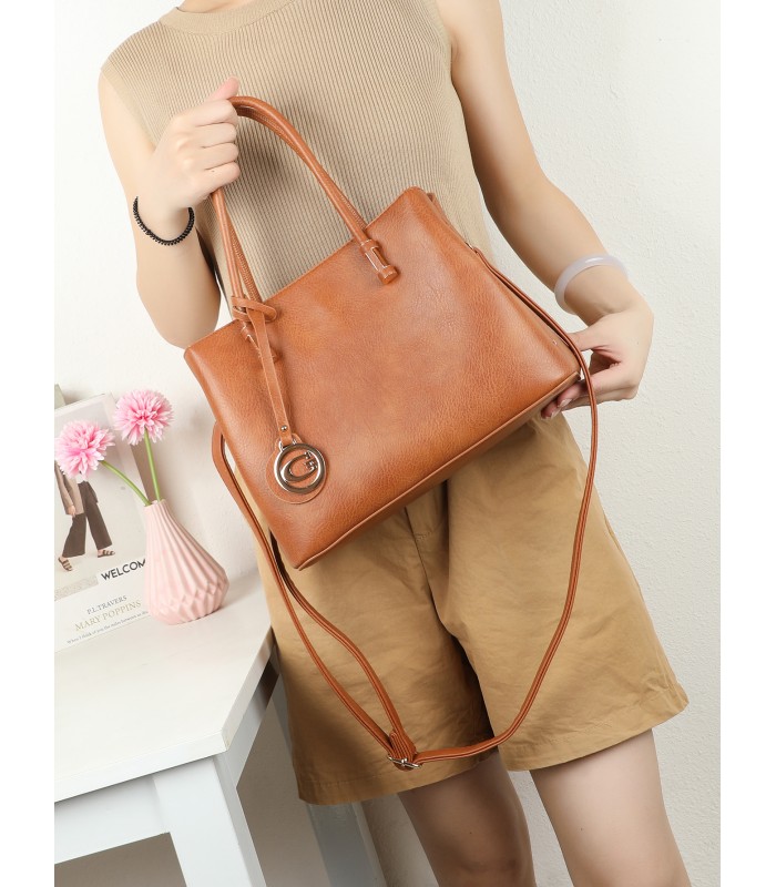 T11954-Bolso Tote Minimalista con Colgante de Logo