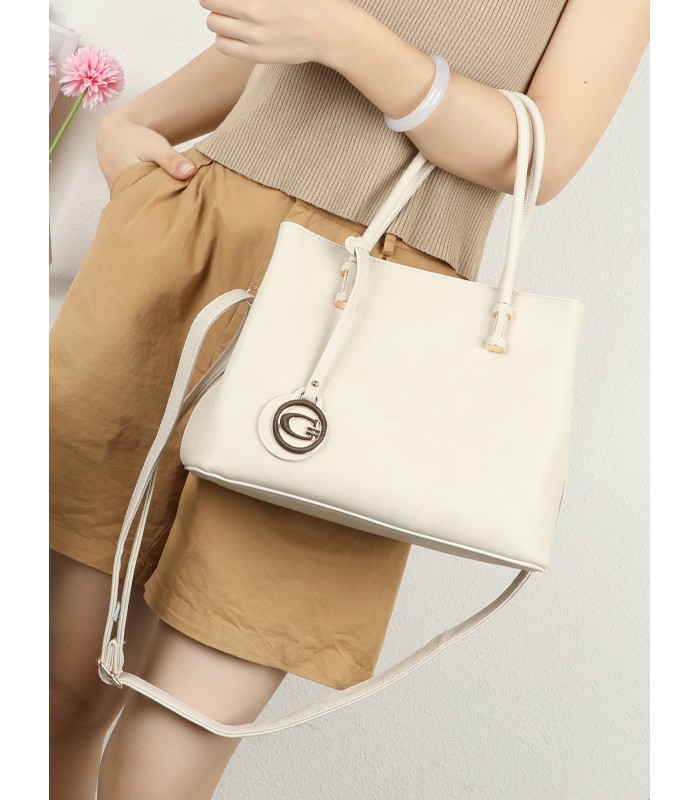 T11954-Bolso Tote Minimalista con Colgante de Logo