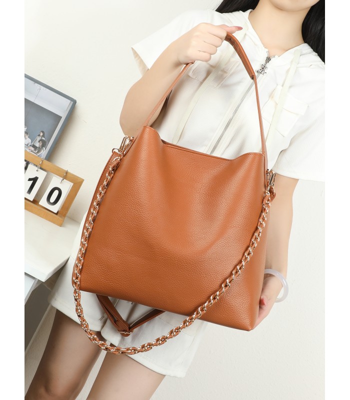 T11947-Bolso Hobo de Gran Capacidad con Detalle de Cadena