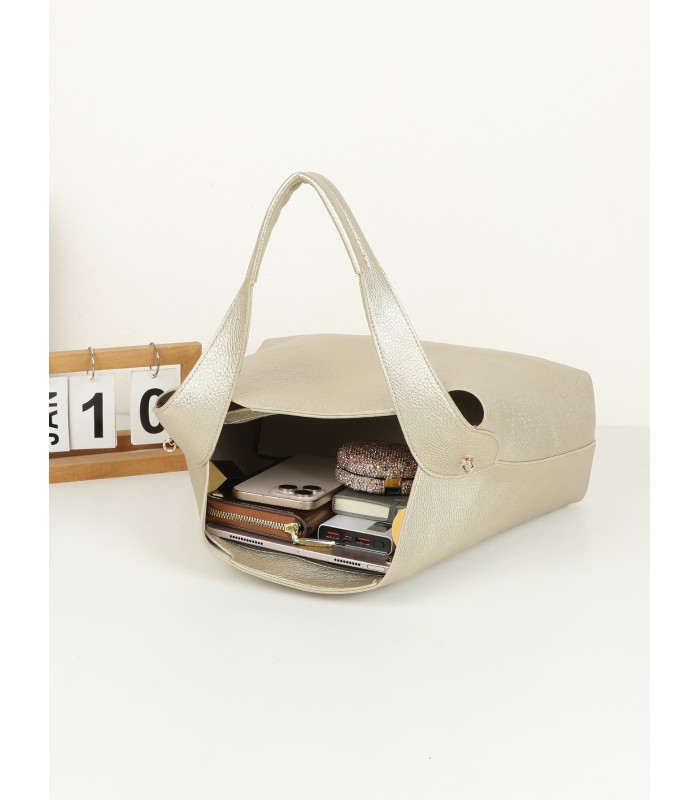 T11947-Bolso Hobo de Gran Capacidad con Detalle de Cadena