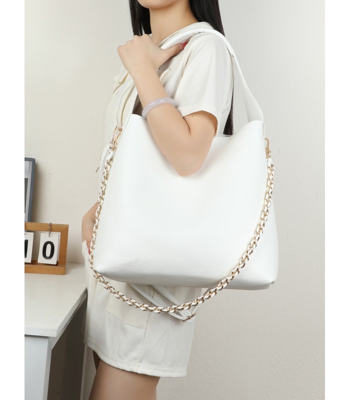 T11947-Bolso Hobo de Gran Capacidad con Detalle de Cadena