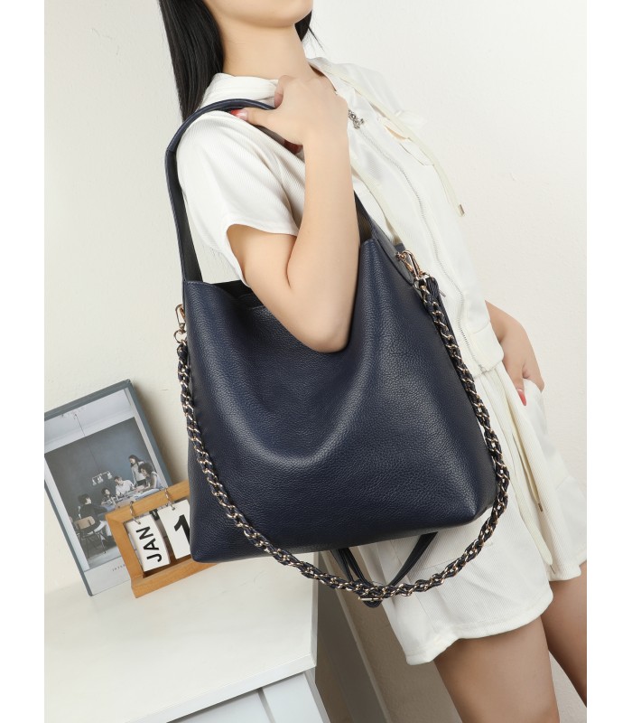 T11947-Bolso Hobo de Gran Capacidad con Detalle de Cadena