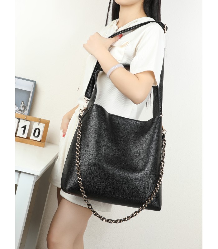 T11947-Bolso Hobo de Gran Capacidad con Detalle de Cadena
