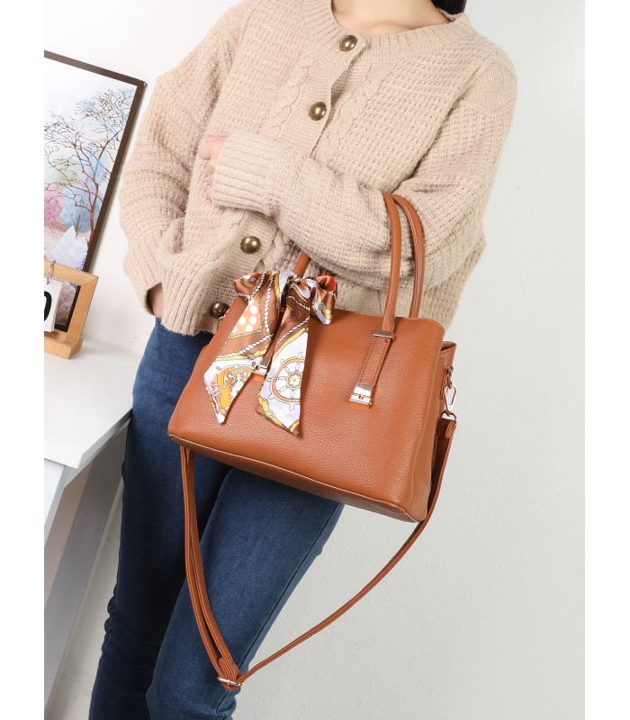 T11948 – Bolso de Mano Elegante con Pañuelo Decorativo