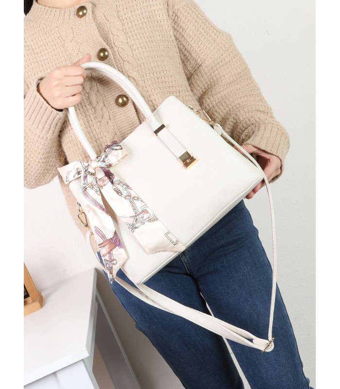 T11948 – Bolso de Mano Elegante con Pañuelo Decorativo