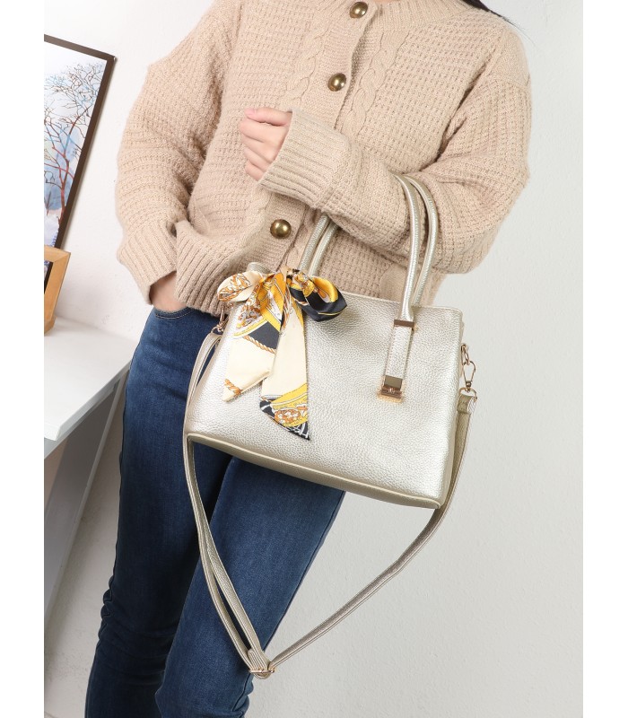 T11948 – Bolso de Mano Elegante con Pañuelo Decorativo