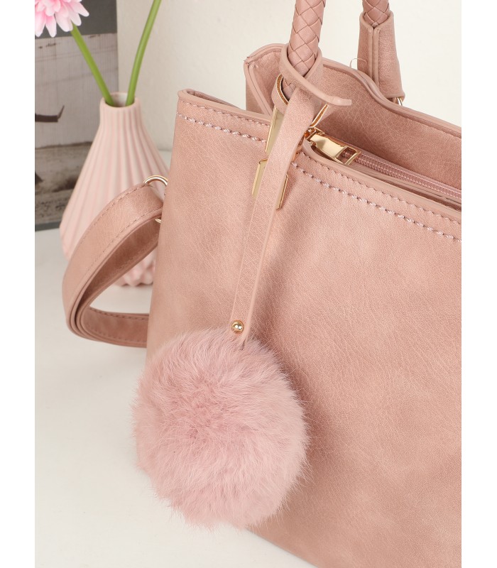 T11953-Bolso de Hombro con Pompón Decorativo