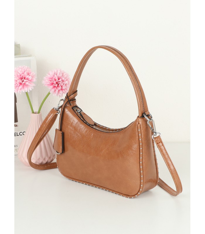 T11964-Bolso Hobo Baguette con Detalles de Tachuelas
