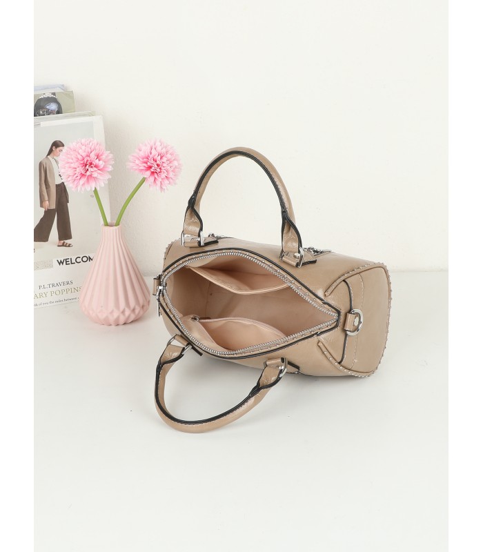 T11963-Bolso tipo Boston con Cremalleras Decorativas