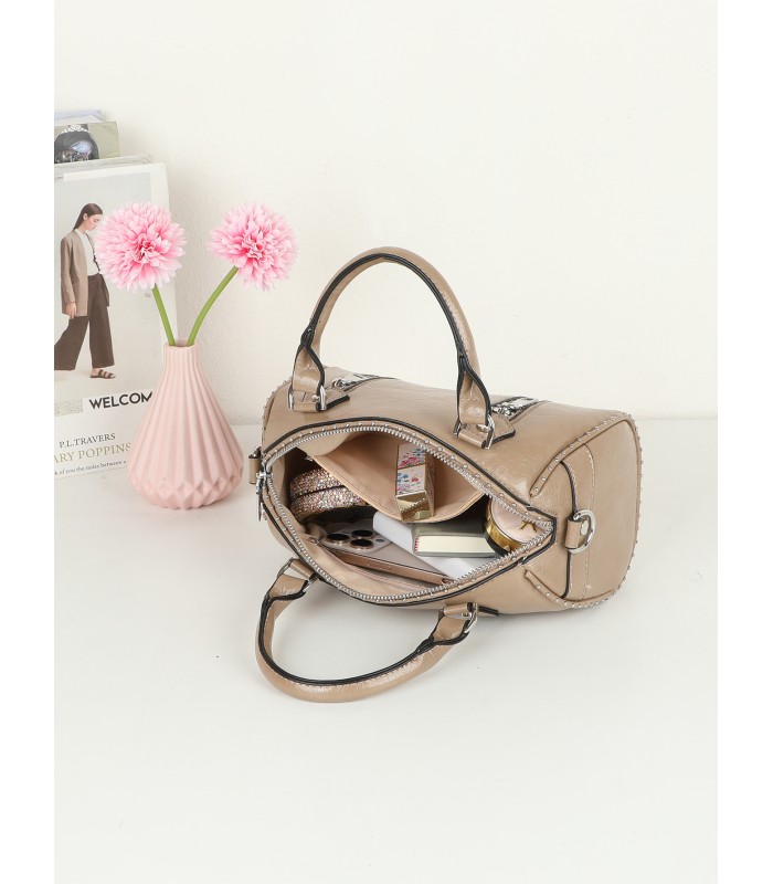 T11963-Bolso tipo Boston con Cremalleras Decorativas