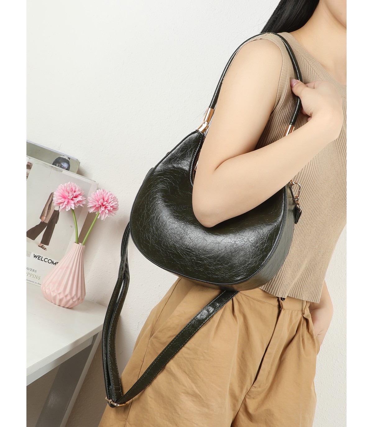 T11960-bolso de hombro con diseño minimalista