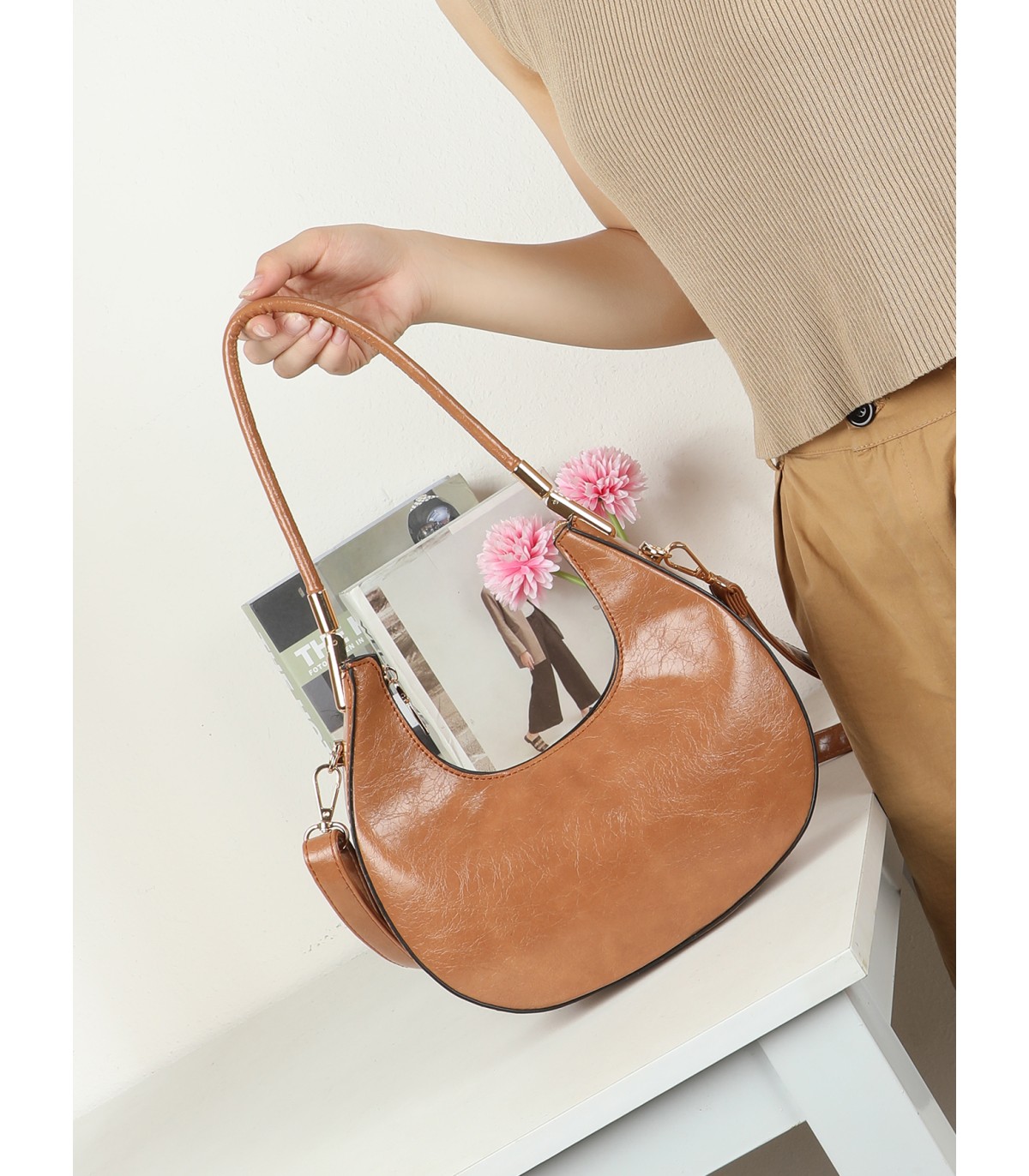 T11960-bolso de hombro con diseño minimalista