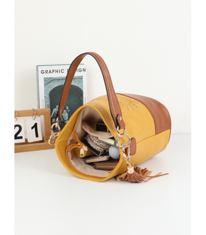 T11811 - Bolso bicolor de hombro con bandolera