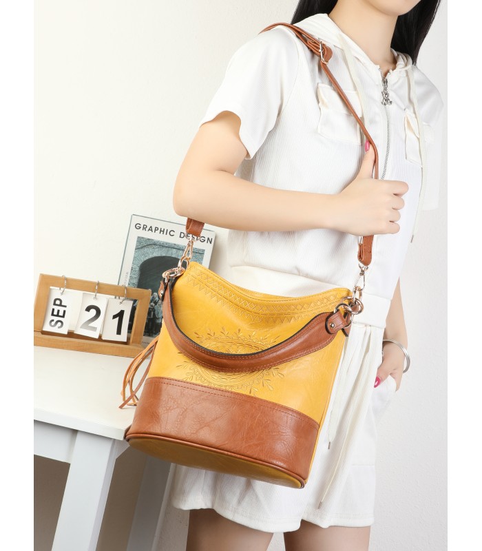 T11811 - Bolso bicolor de hombro con bandolera