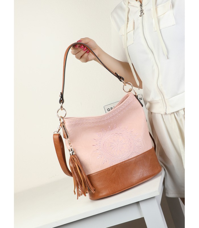 T11811 - Bolso bicolor de hombro con bandolera