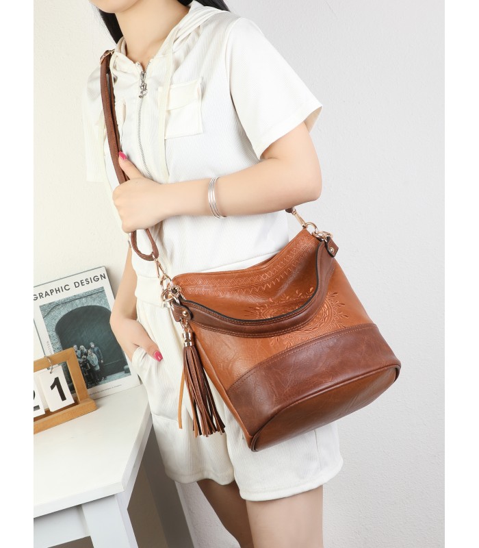 T11811 - Bolso bicolor de hombro con bandolera