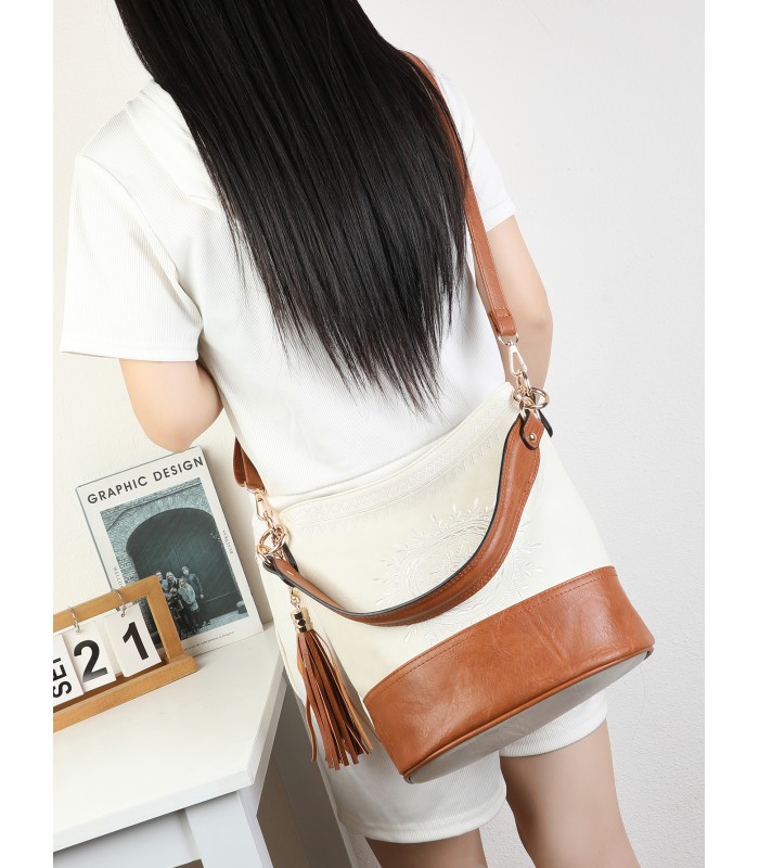 T11811 - Bolso bicolor de hombro con bandolera