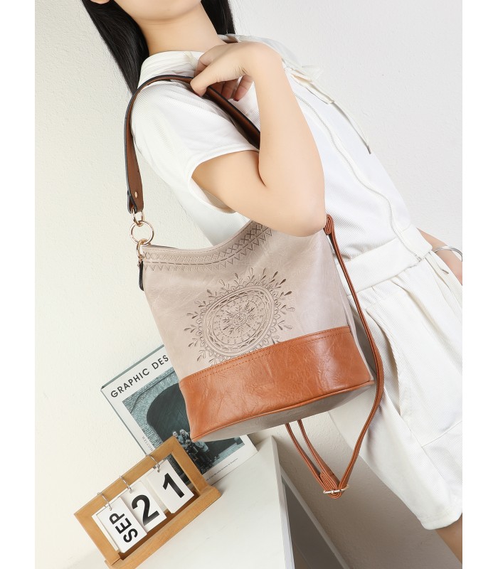 T11811 - Bolso bicolor de hombro con bandolera