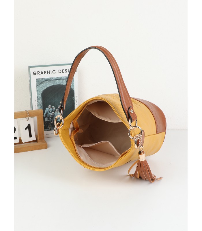 T11811 - Bolso bicolor de hombro con bandolera