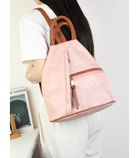 T11149 - Mochila con cremallera frontal y bordado de mandala