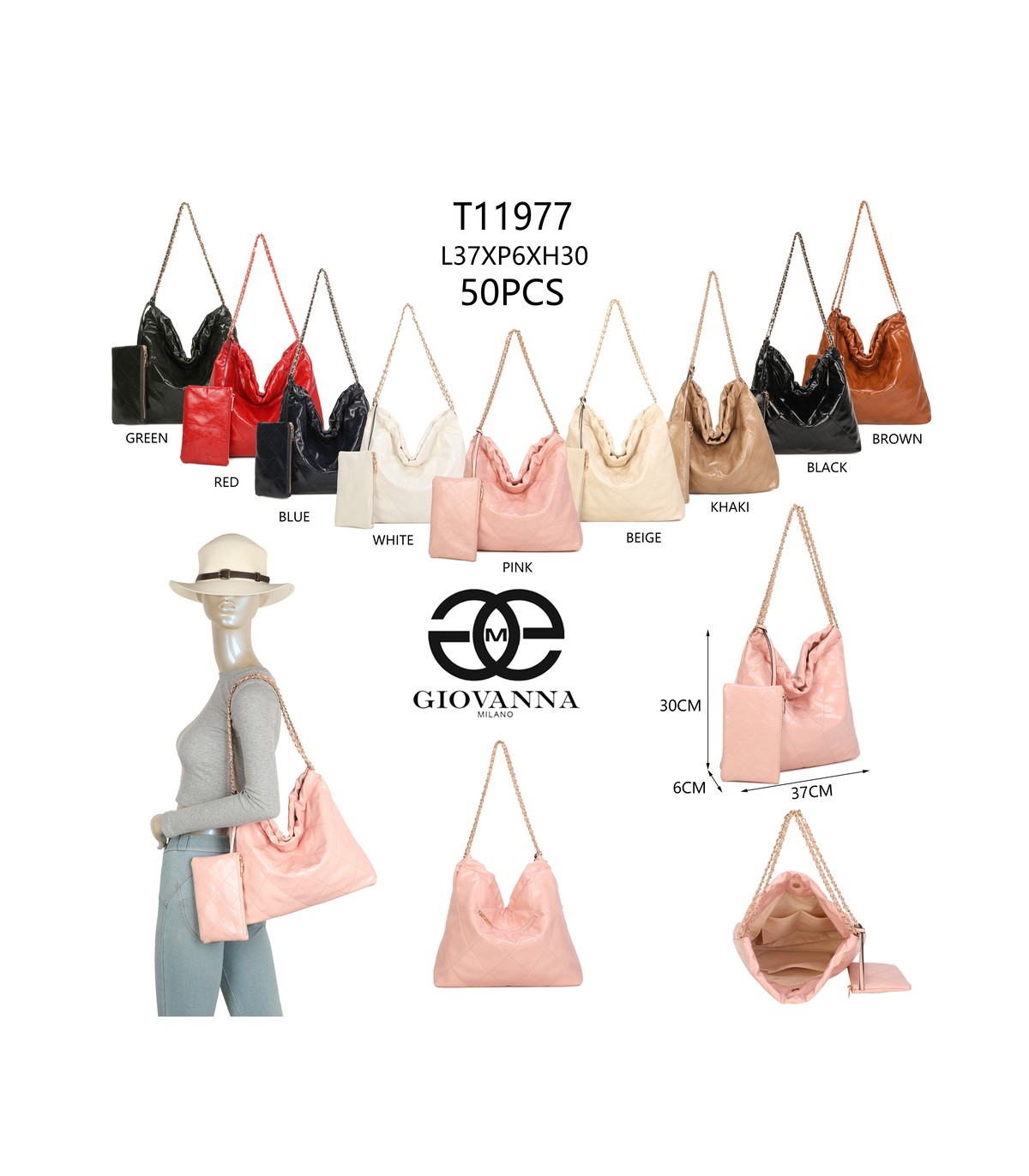 T11977-Bolso de Hombro Hobo con Cadena