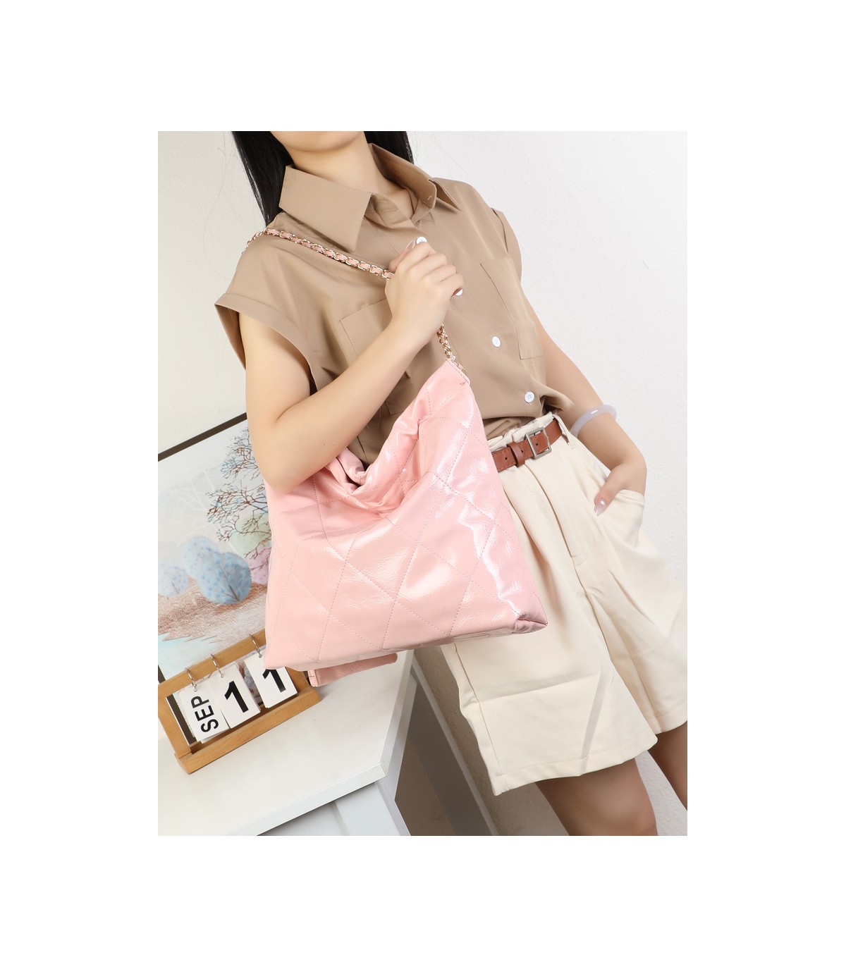 T11977-Bolso de Hombro Hobo con Cadena