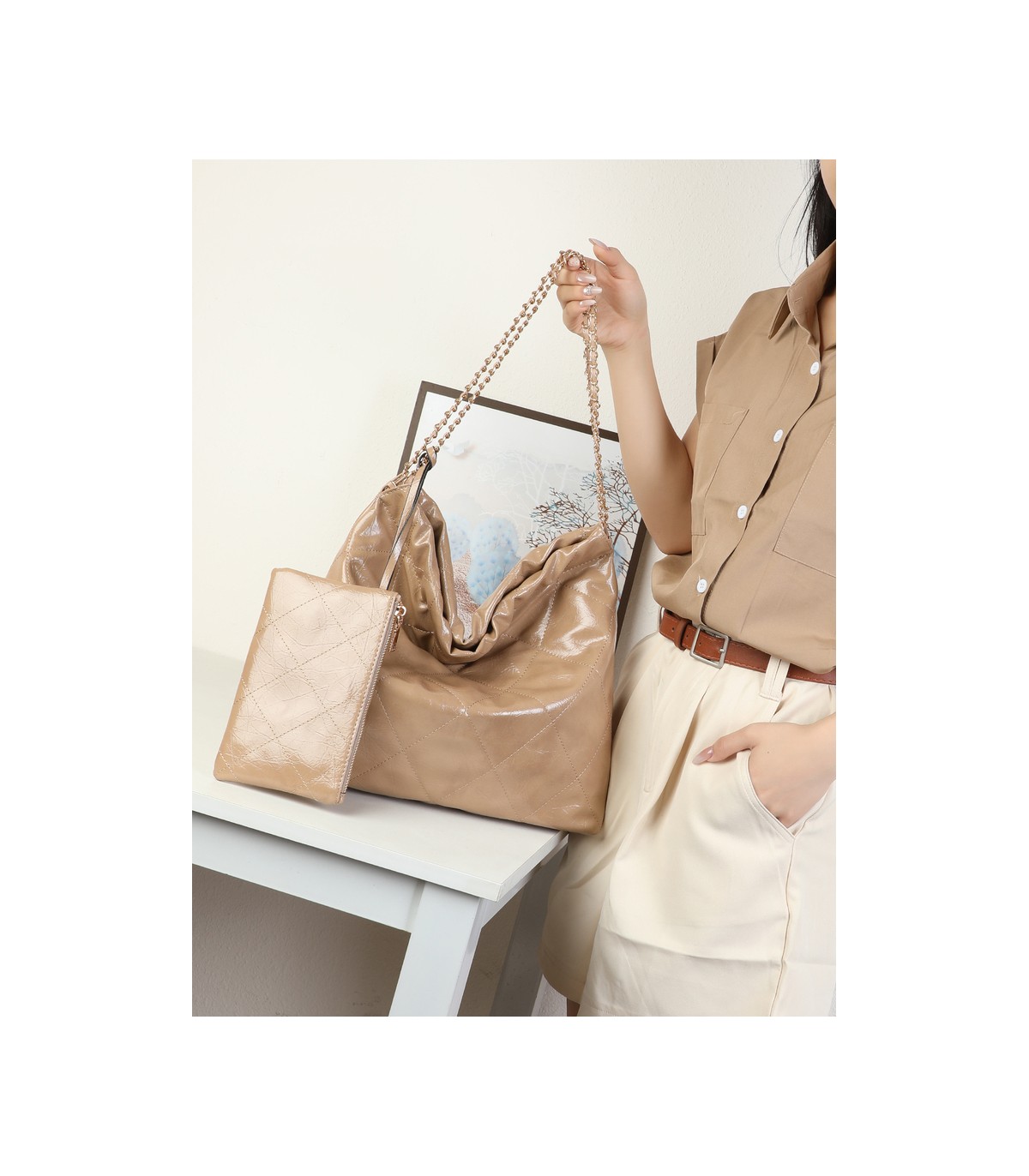 T11977-Bolso de Hombro Hobo con Cadena