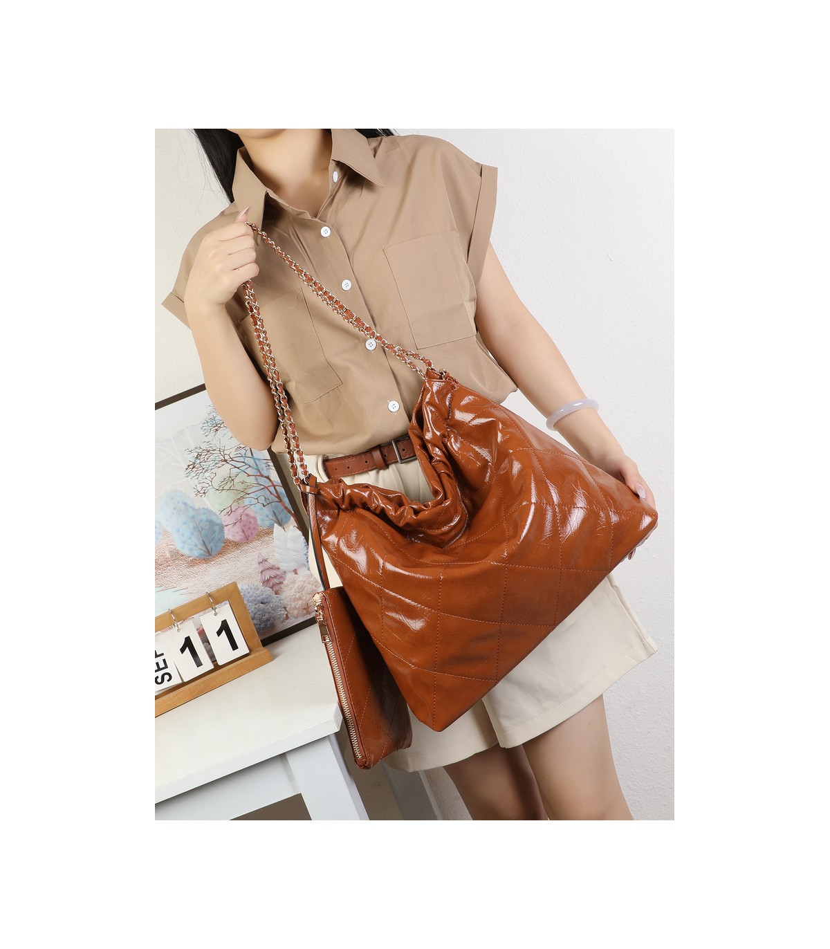 T11977-Bolso de Hombro Hobo con Cadena