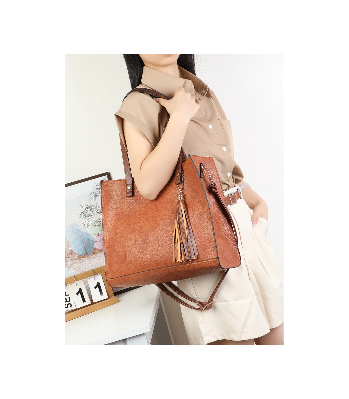 T11987-Bolso Tote Estructurado 2 en 1