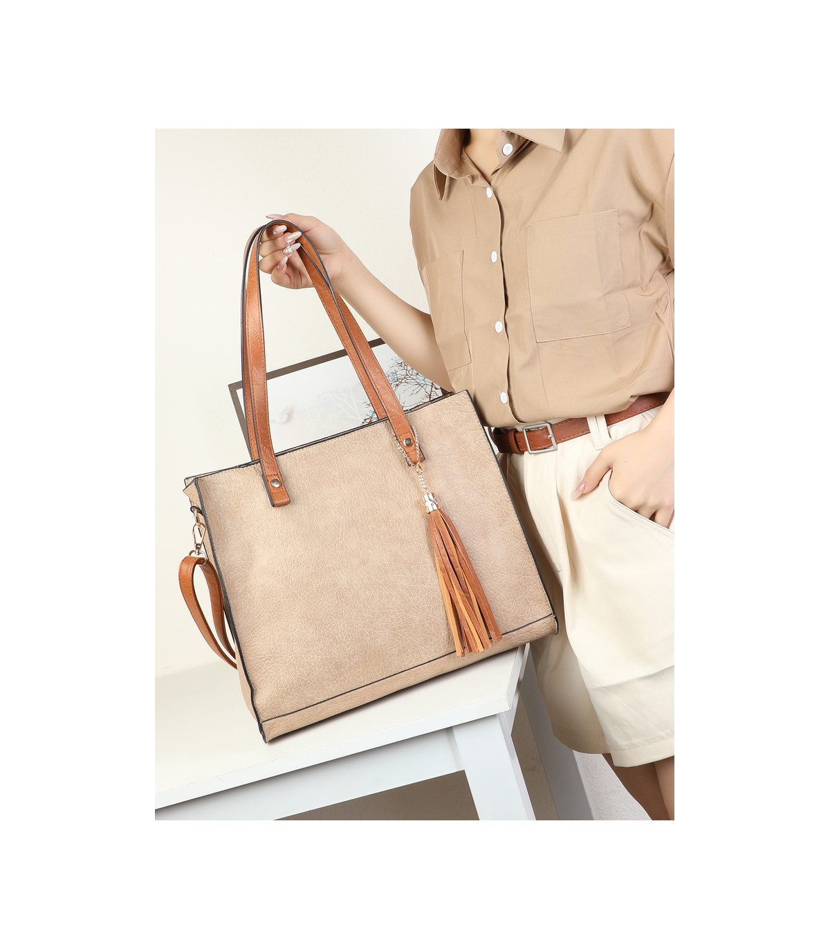 T11987-Bolso Tote Estructurado 2 en 1