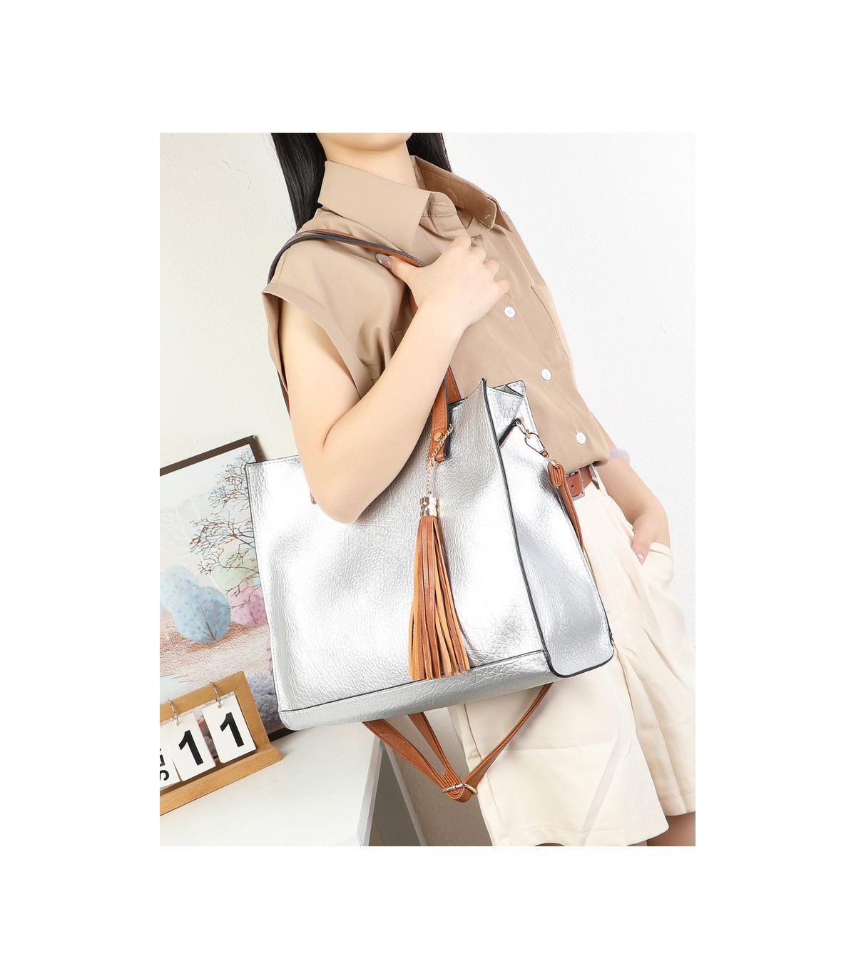 T11987-Bolso Tote Estructurado 2 en 1
