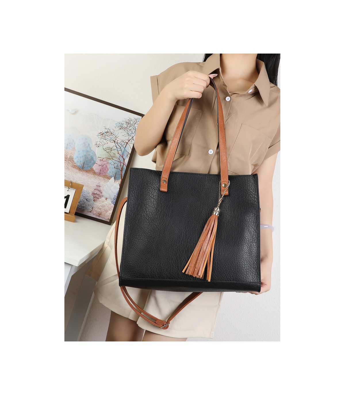 T11987-Bolso Tote Estructurado 2 en 1