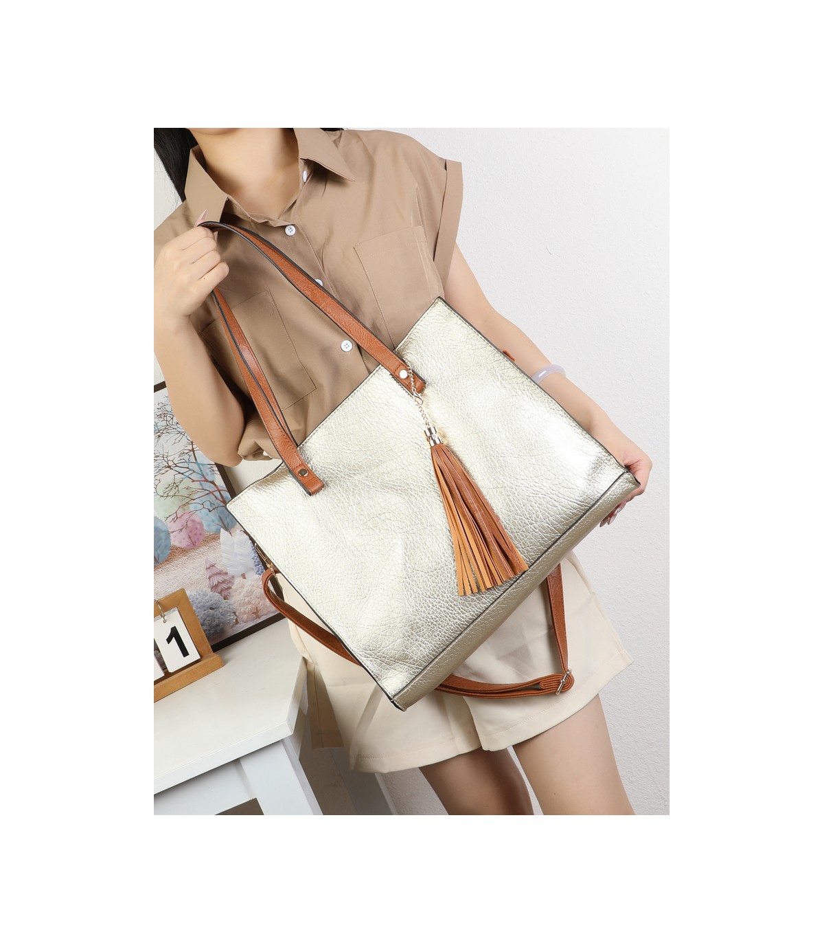 T11987-Bolso Tote Estructurado 2 en 1