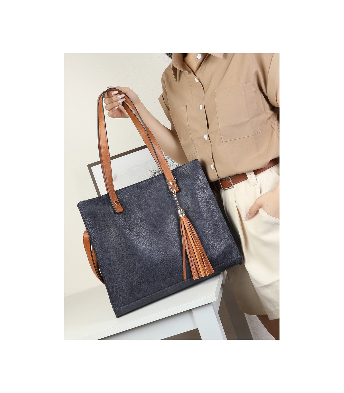 T11987-Bolso Tote Estructurado 2 en 1