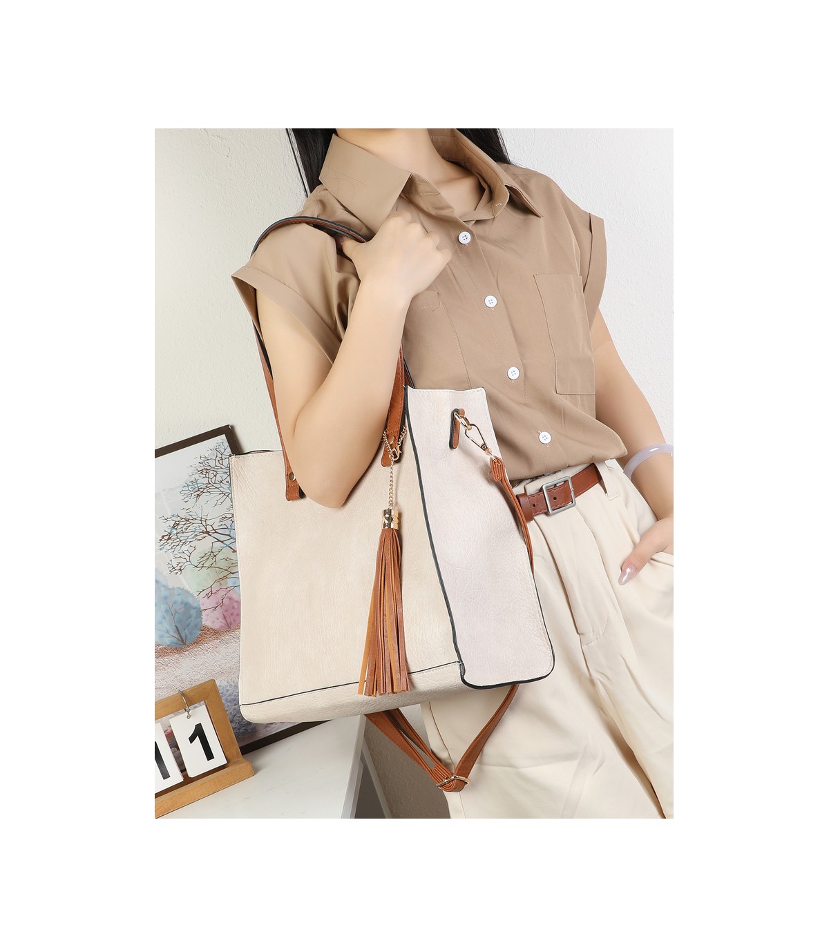 T11987-Bolso Tote Estructurado 2 en 1