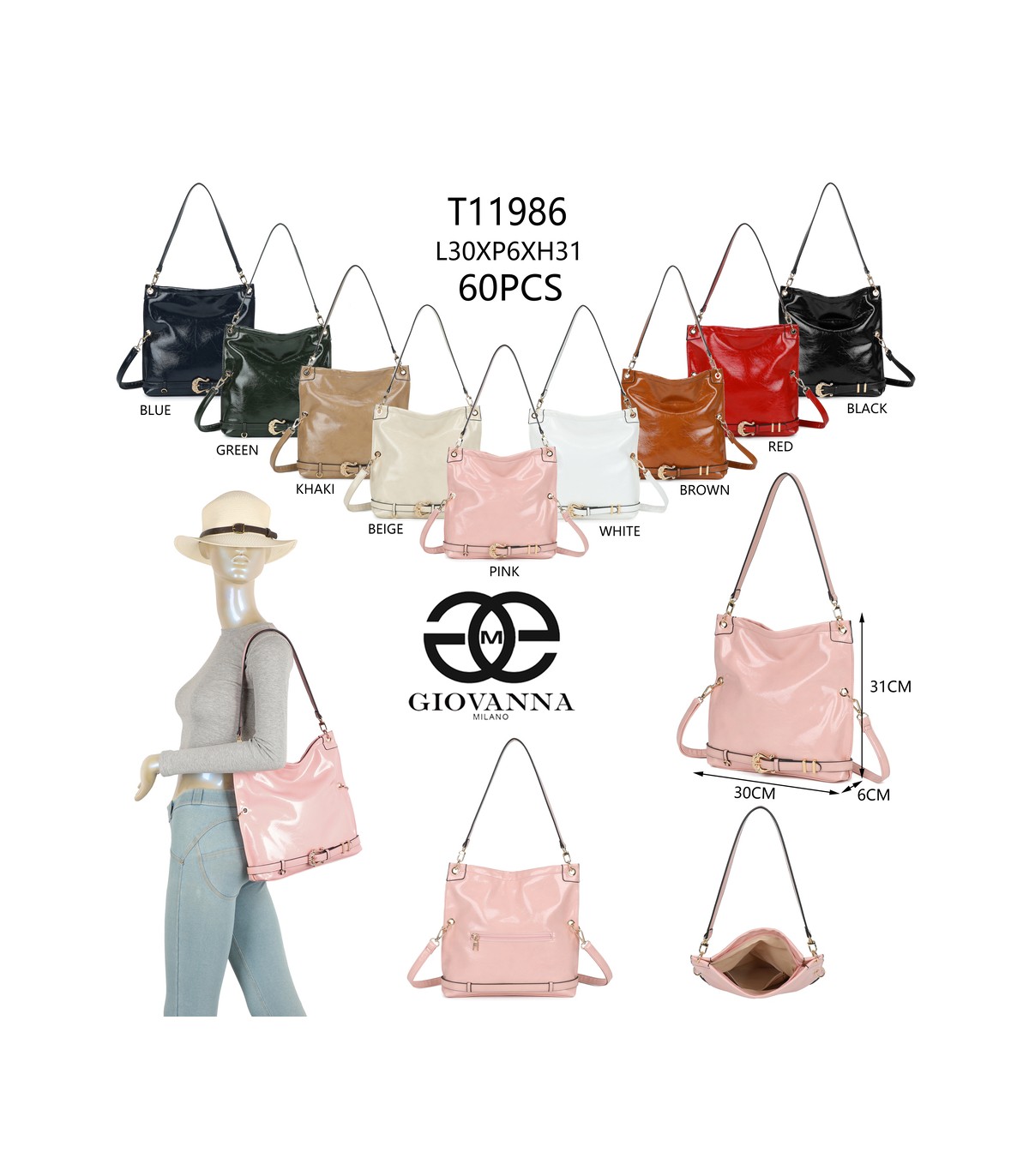 T11986- Bolso de Hombro y Bandolera Hobo