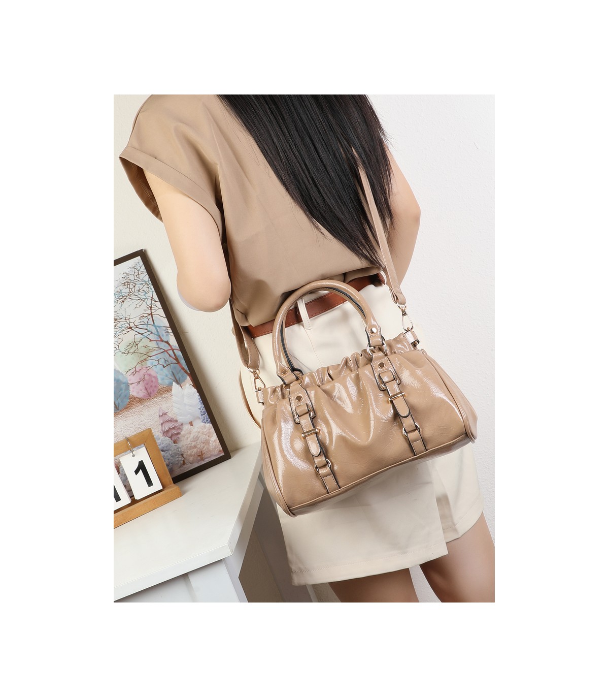 T11978-Bolso de Mano y Bandolera Fruncido