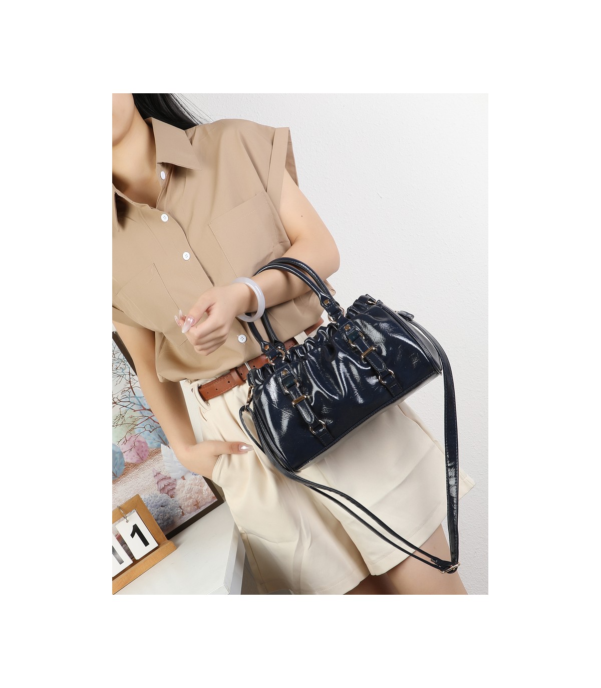T11978-Bolso de Mano y Bandolera Fruncido