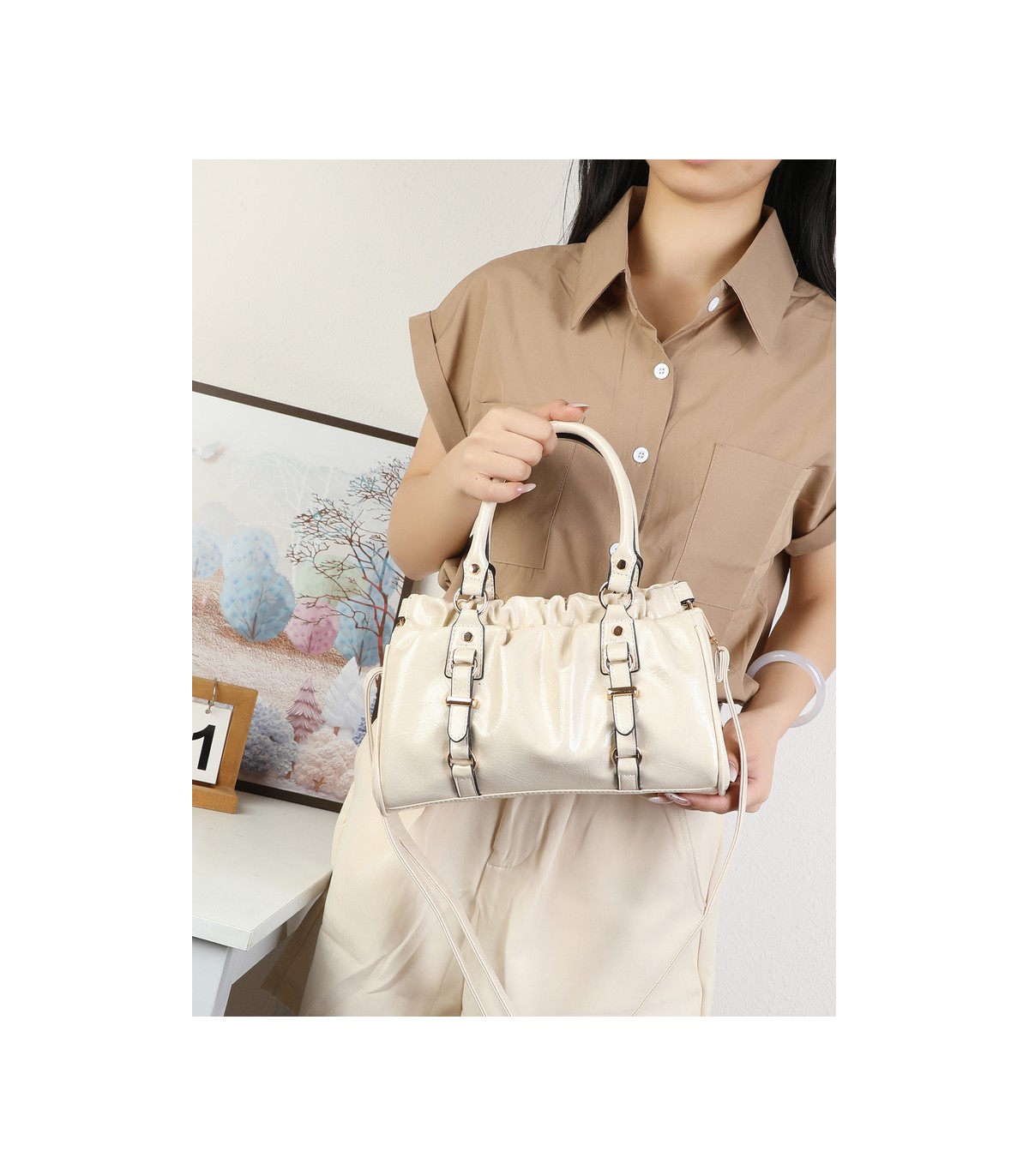 T11978-Bolso de Mano y Bandolera Fruncido