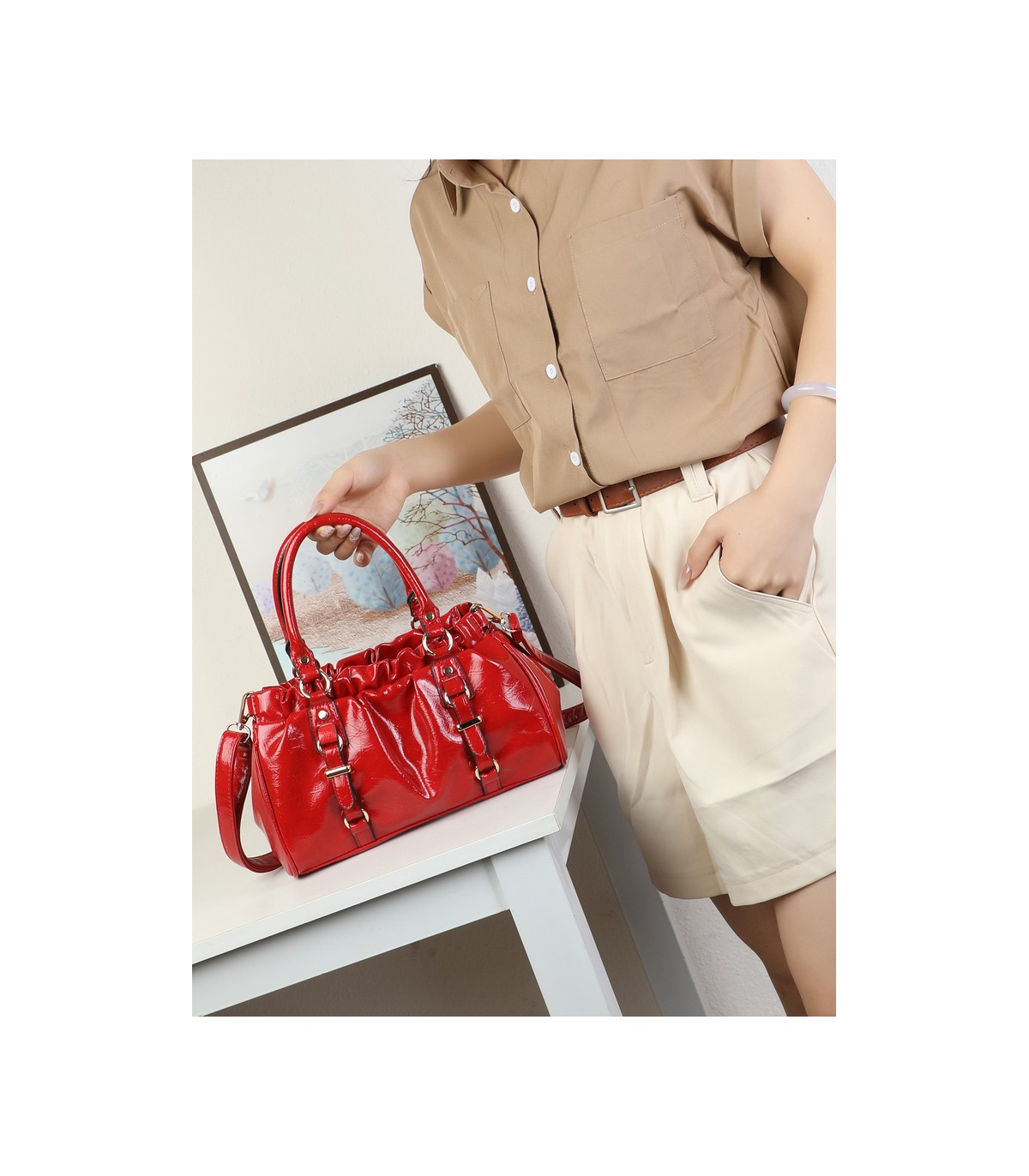 T11978-Bolso de Mano y Bandolera Fruncido